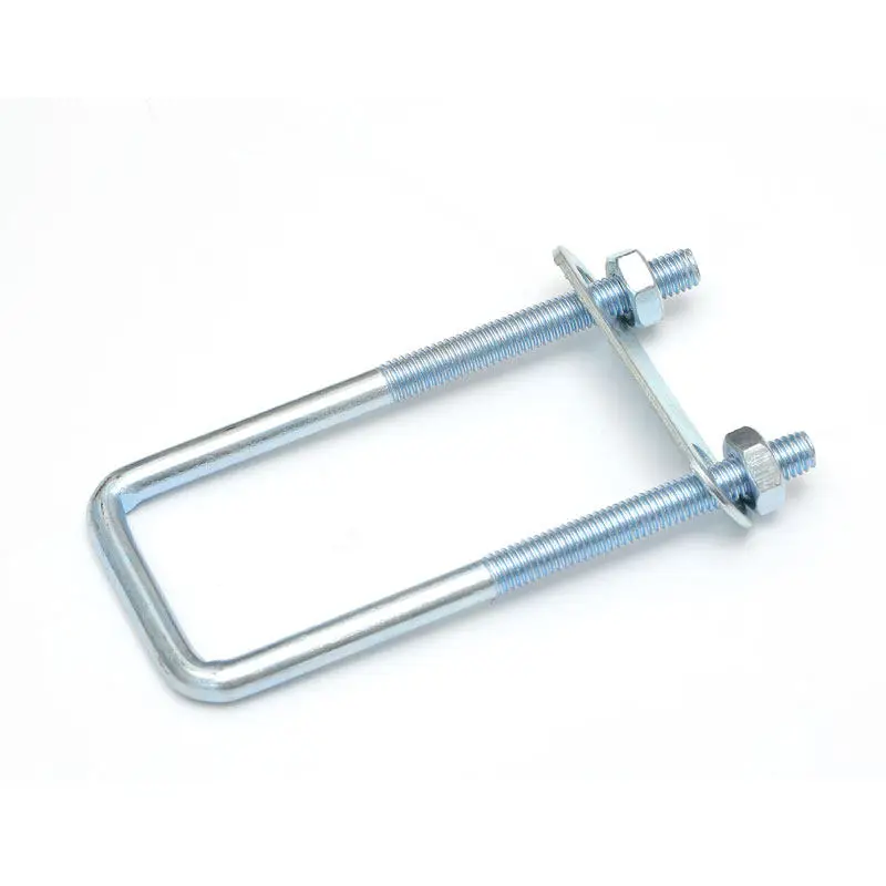 U-Bolt With Square Clamp Kit / Pipe Flange Mounting Hardware Right Angle Fastener Screw M10 Galvanized
