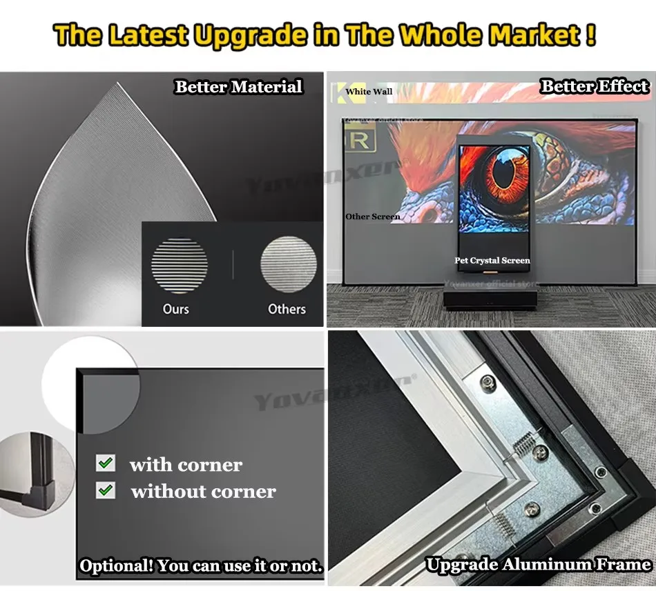 جديد 120 بوصة ALR CLR UST PET كريستال الضوء المحيط رفض شاشة عرض الإطار الثابت لجهاز عرض رمي قصير للغاية