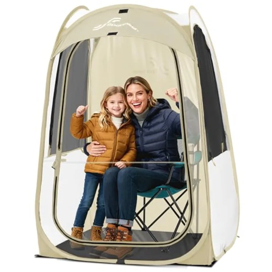 

Просторная уличная палатка XL Clear Pop Up Sports Tent (117 см Д x 117 см Ш x 161 см В) из ТПУ для 1 взрослого и 1 ребенка, всепогодная, теплая, типа «пузырь»