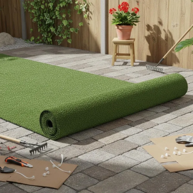 Gazon artificiel 1x10 m 7-9 mm Résistant aux UV Pelouse artificielle verte 10m² pour jardin et terrasse Tapis de gazon fin