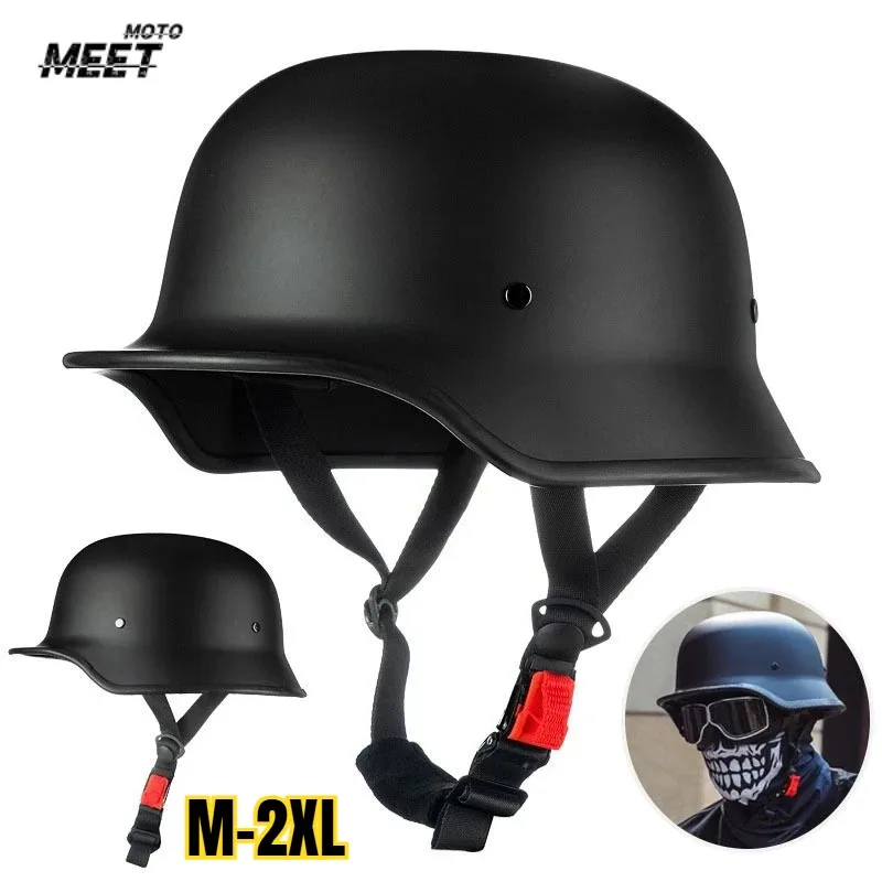 Retro Deutscher Vintage Motorrad-Halbschalenhelm, Capacete De Moto, Casco Moto Vintage, Motorrad-Zubehör, Capacetes De Moto
