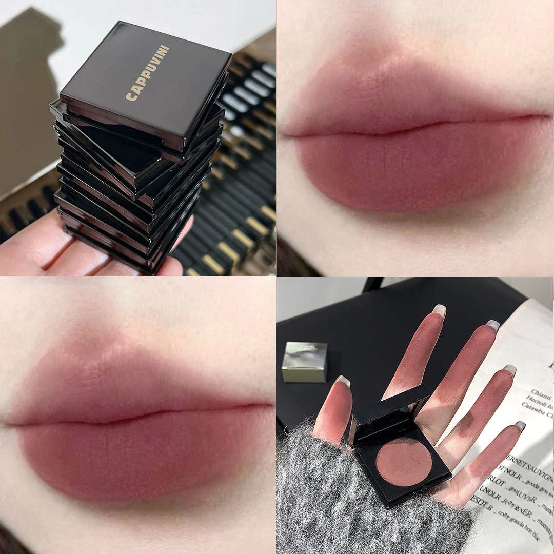 Cappuvini Kleine Vierkante Multifunctionele Lip Modder Wang Voor Tweeërlei Gebruik Mistige Fluweel Mat Poeder Blusher Eerlijke Prijs Make-Up Cosmetica