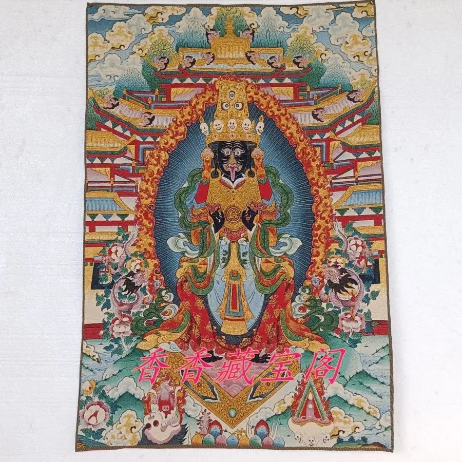Tibet Tibetan Cloth Silk Buddhism Wealth Deity Zaki Lhamo god Thangka Tangka Embroidery Painting