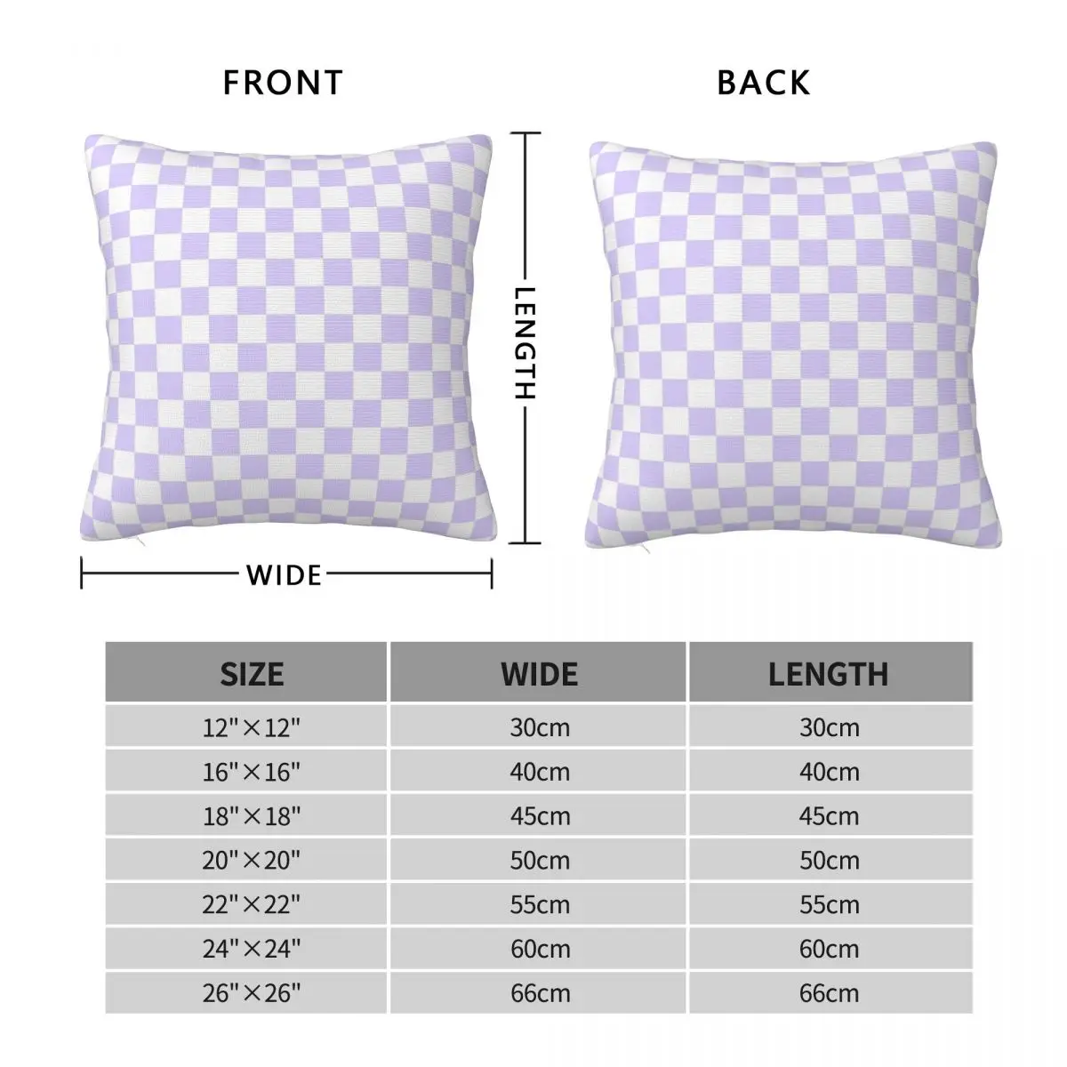 Lavender Violet Checkerboard Pillowcase Polyester Linen Velvet Pattern Zip Decor Throw Pillow Case Car Cushion Cover 45x45