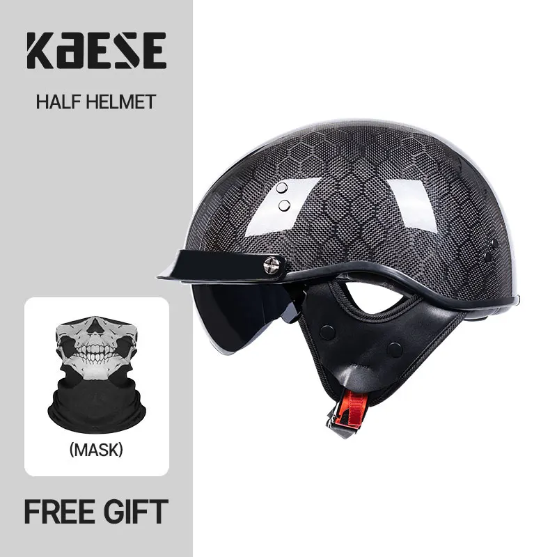 

Half Face Carbon Fiber Motorcycle Helmet Motocross Racing Motobike Riding Glossy Black Helmet Casco De Motocicleta Four Season