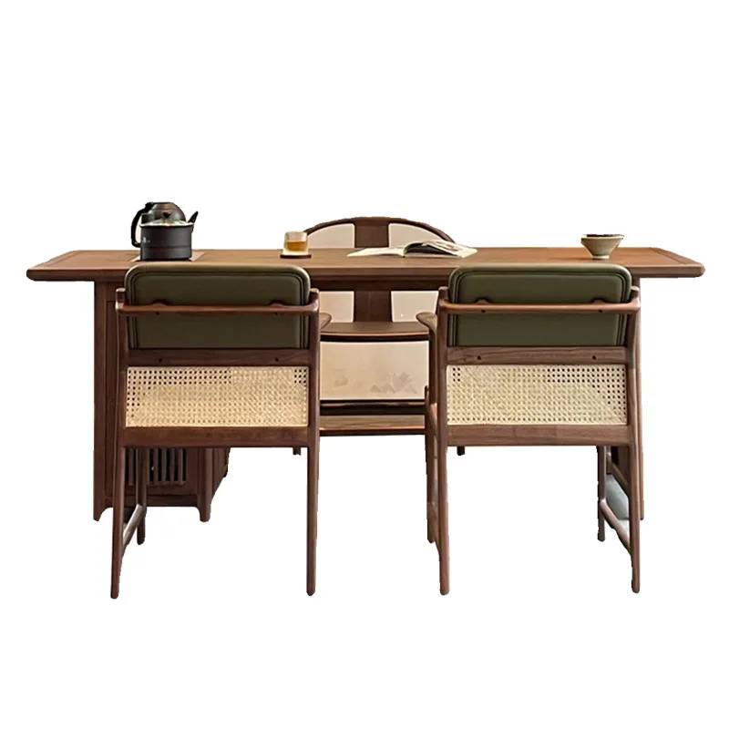 New Chinese style, black walnut, household balcony tables and chairs, Zen solid wood furniture