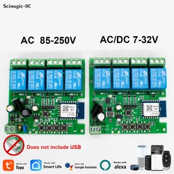 Smart Switch 4CH Relay Module Tuya Smart Life WIFI Motor Module AC DC 7-32V 85-250V RF433 Smart light Garage Door Opener