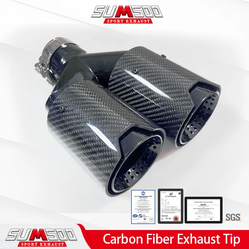 

Genuine SUMSOO Dual Carbon Fiber 304 Stainless Steel Universal FOR Exhaust Tips End Pipes Muffler Tips For BMW