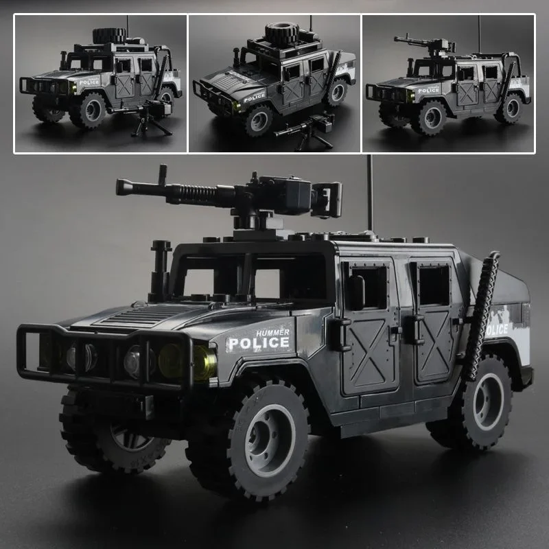 MOC Militär-Spezialpolizei Kugelsicherer Schild Hummer Jeep Explosionsgeschütztes Auto Bausteine Militärwaffen Zubehör Spielzeug – Detail 1