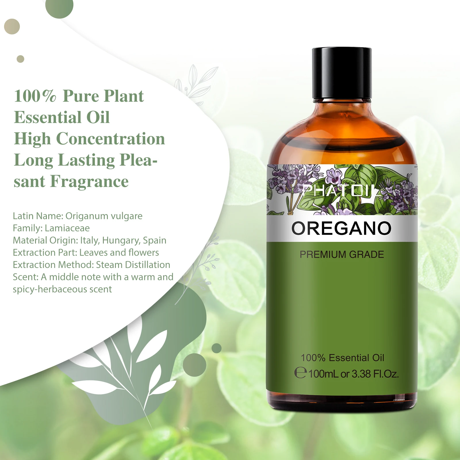 PHATOIL l00ML huile essentielle Pure de menthe verte pour diffuseur humidificateur arbre à thé austr