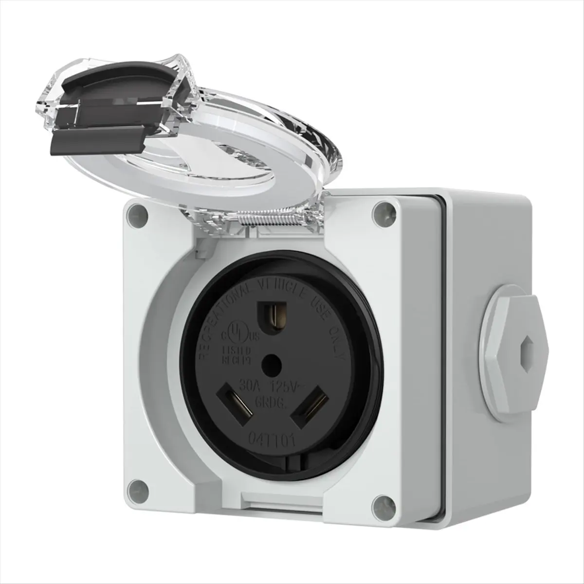HHTL 30Amp Power Outlet Box,125Volt NEMA TT-30R Receptacle Outdoor Dustproof and Weatherproof for Electric Vehicles