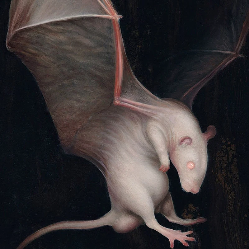 Hairless Rat With Wings Art Print Bat Rat Parody Poster Fantasy Creature Wall Art Canvas Painting Gothic Style Home Wall Decor