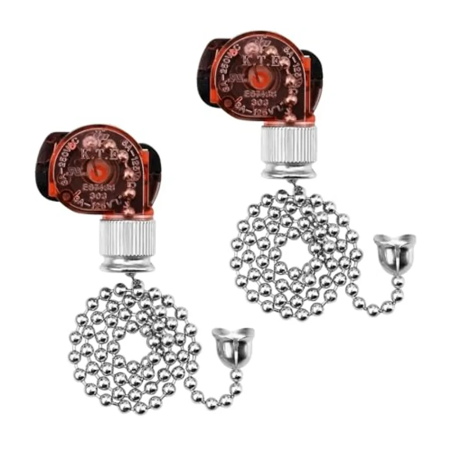 2 Pack Ceiling Fan Light Switch E87438, Pull Chain Switch for Hunter Ceiling Fans Lamp, Wall Lights, Cabinet Light and More, Tw
