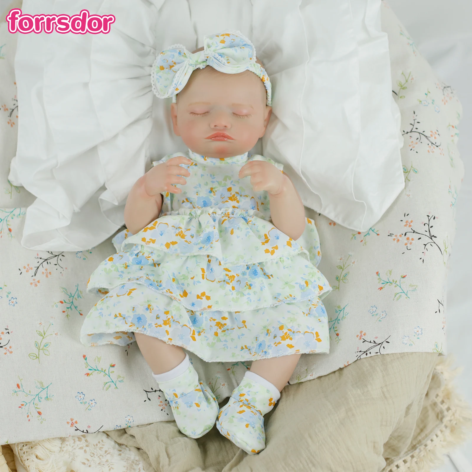 

18Inch Cute Sleeping Reborn Baby Doll LouLou Lifelike Newborn Doll Handmade 3D Skin Tone Visible Veins Christmas Gifts Toy Doll