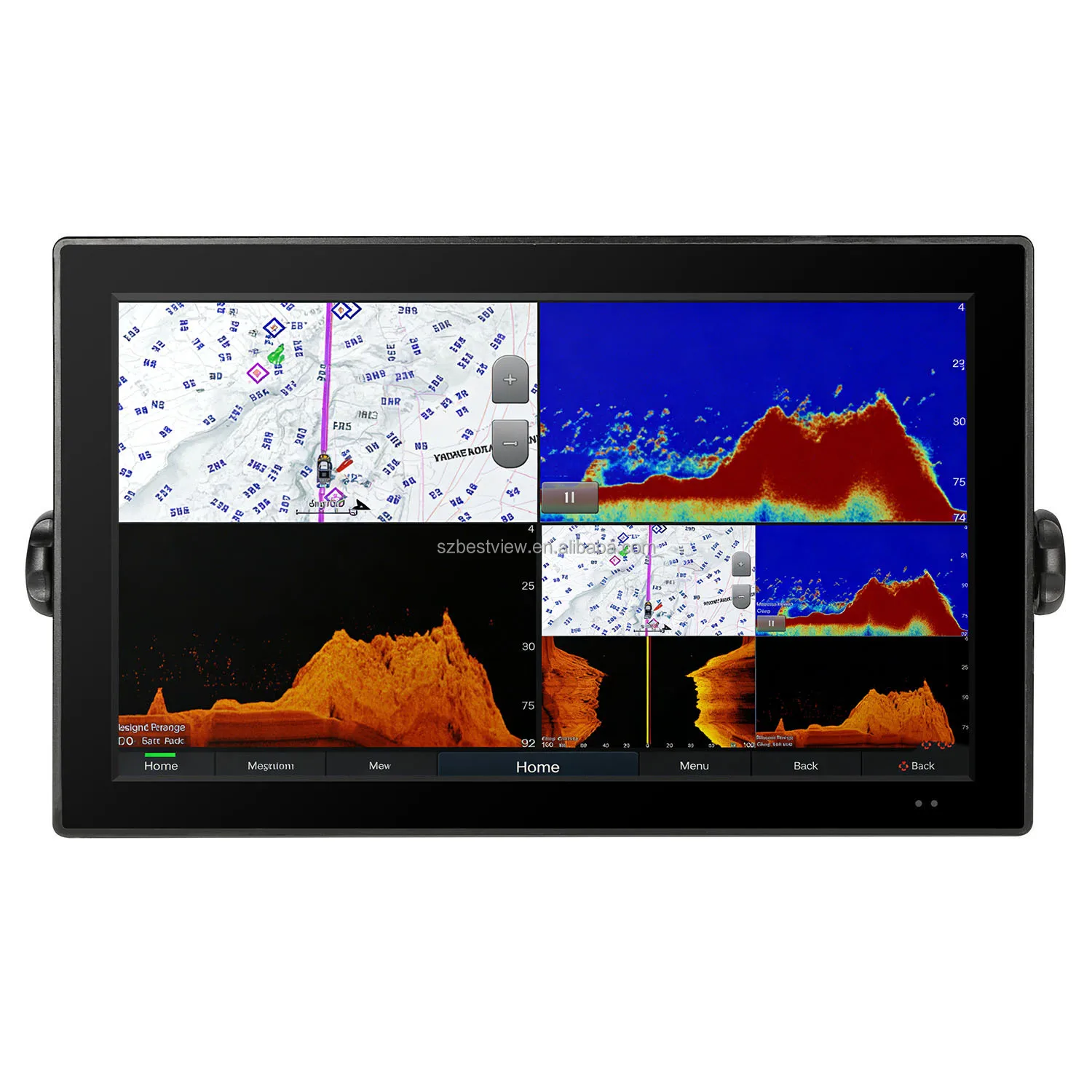 15.6 Inch Marine Monitor Via Gps Chartplotter System Display Outdoor Full Waterproof Anti-glare Coatings Sunlight Readability