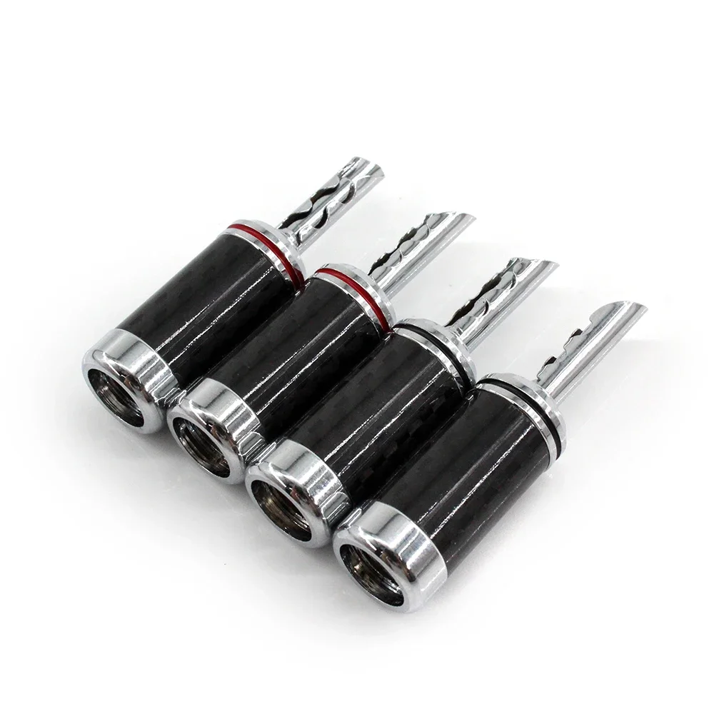 4pcs High Quality BFA Banana plug Carbon fiber Rhodium plated speaker cable plug banana connector