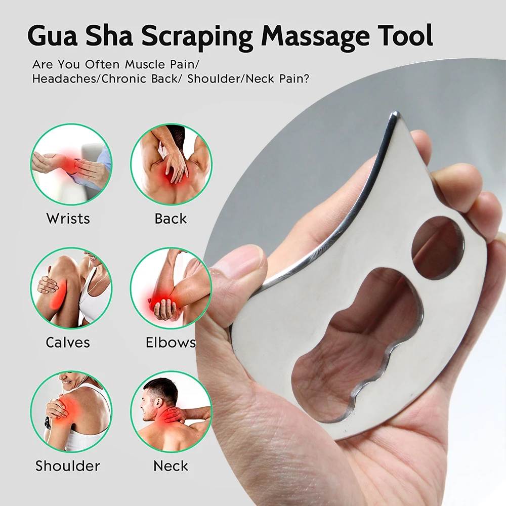 Roestvrij staal Gua Sha Schrapen Massage Tool IASTM Tool voor rug, benen, armen Schraper, anti-cellulitis, spiermassage Ontspanning