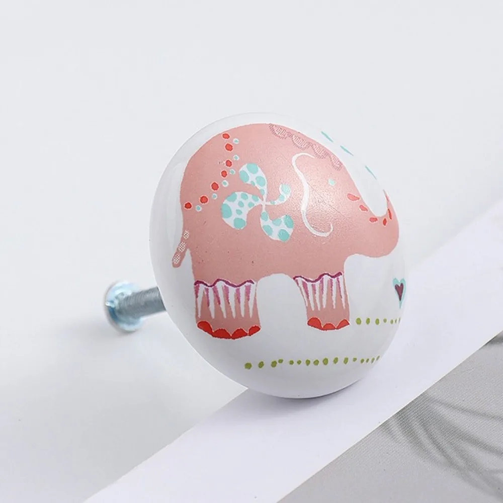Wardrobe Pulls Ceramic Door Handles with Screw Cupboard Animal Furniture Handles Elephant Flowers Cabinets Drawers Knobs Kitchen