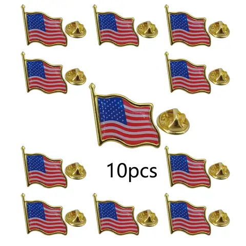 Broches de drapeau américain ondulé, 10/20/100 pièces, broches de veste de costume en émail patriotique des états-unis et des états-unis