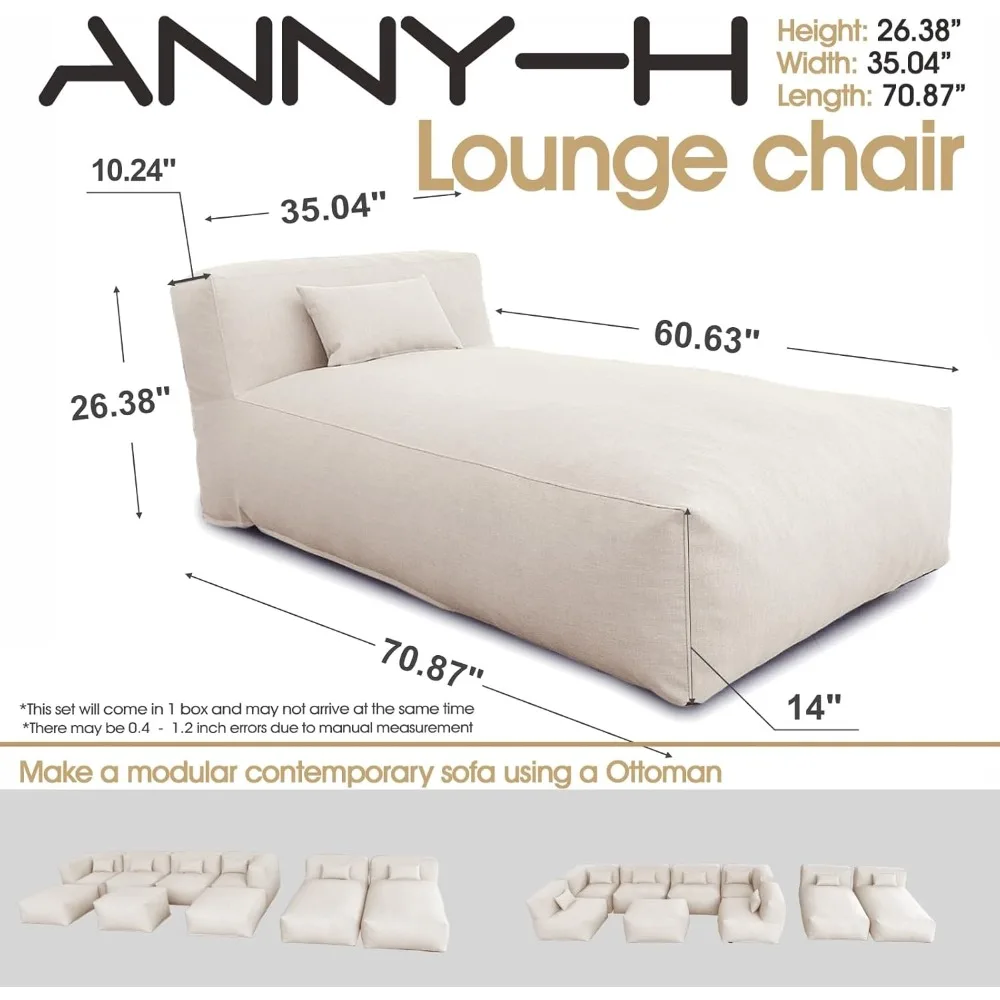 Outdoor Lounge Chair Bed Sofa with Dense Foam for Patio, Poolside Comfort