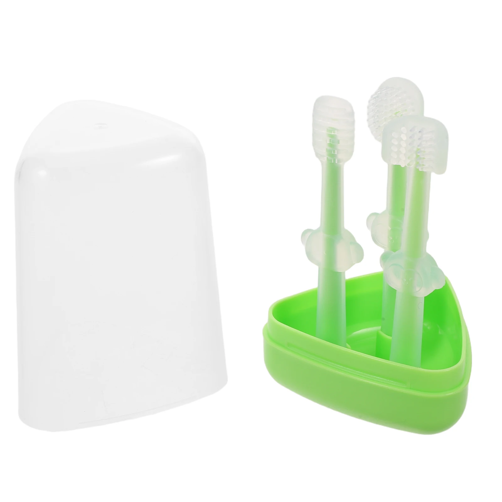 

1 комплект, силиконовая детская зубная щетка, мягкая детская щетка для десен, очиститель языка, набор для ухода за полостью рта, зубная щетка для пальцев новорожденных