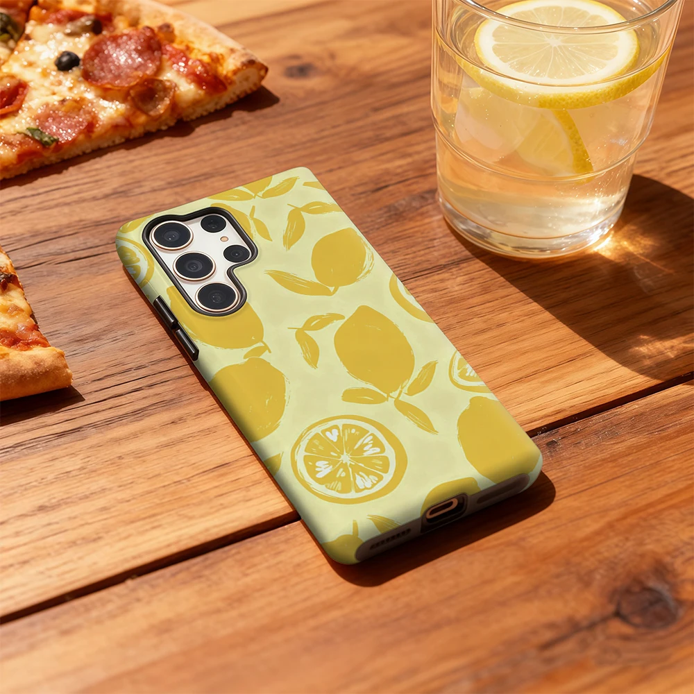 حافظة هاتف Sunny Lemon لهاتف Samsung Galaxy S25 Ultra S24 S23 Ultra Plus غطاء خلفي بطبقة مزدوجة مقاوم للصدمات