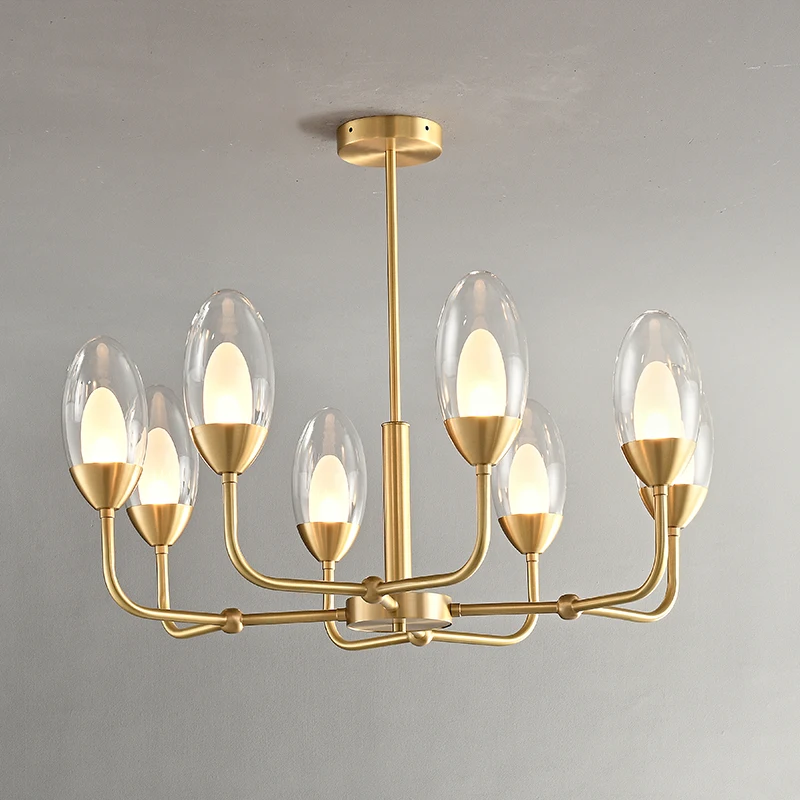 

Люстра Французская люстра для гостиной Американская полностью медная стеклянная люстра в стиле ретро для спальни, столовой