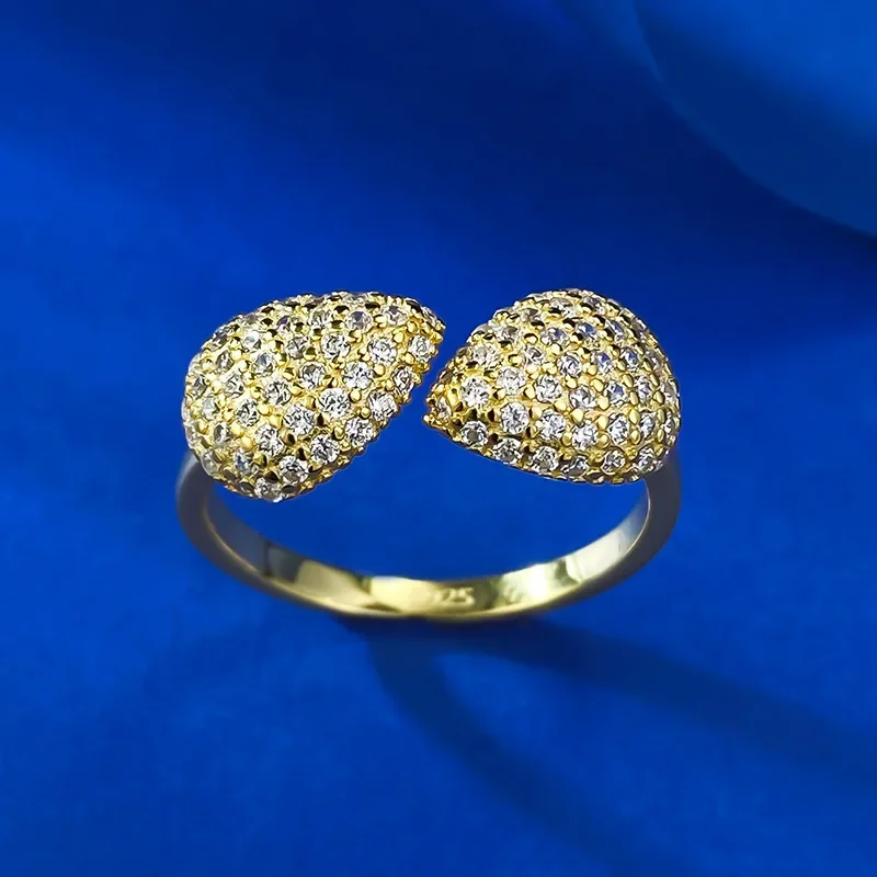 

New Bohemian Open Ring Women S925 Pure Silver Luxury Full Diamond Jewelry