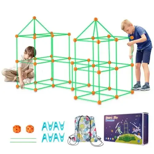 

Tent Fort Building Kit for Kid Glow In The Dark STEM Construction Toy 140P