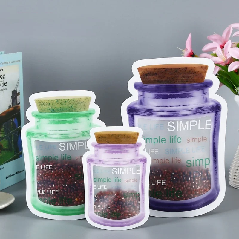 السفر المحمولة ميسون جرة ختم التعبئة والتغليف حقيبة غير النظامية الذاتي الدائمة كيس بلاستيكي ذاتي الغلق سميكة شاي الأعشاب الفواكه المجففة وجبات خفيفة الحلوى