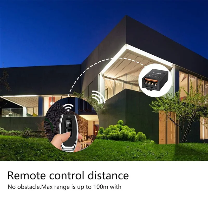 2X 12V Remote Control Switch With 30A Relay,DC 72V 60V 48V 36V 24V 12V Wireless Switch For Lights,Lamps,Fans-TCES