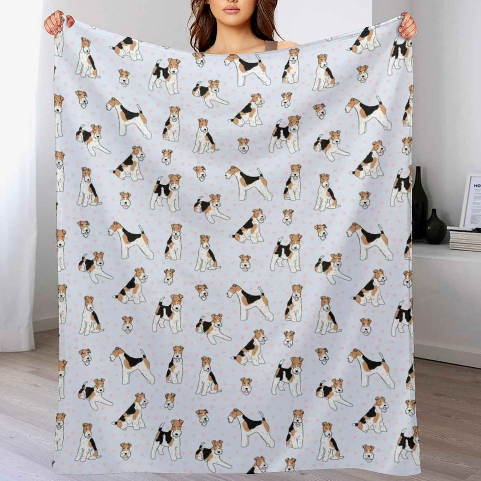 

Wire Fox Terrier cute illustration pack Throw Blanket Stylish Decor Blanket Gift for Friends Roommate