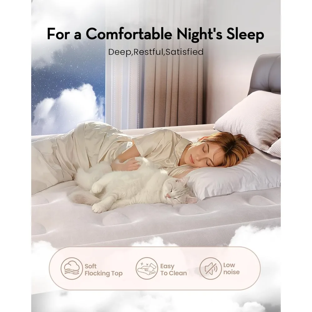 مرتبة هوائية كوين مع مضخة مدمجة مرتبة نفخ قابلة للنفخ مقاس 18 بوصة سرير محمول مرتفع للتخييم في الضيوف المنزلي #2