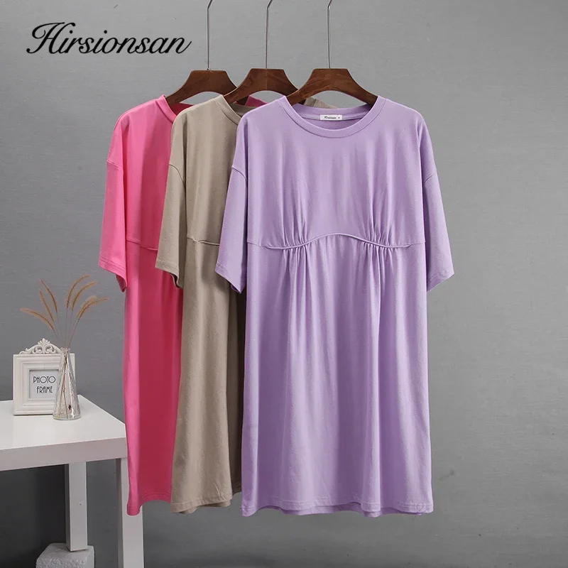 Hirsionsan ผ้าฝ้ายนุ่ม T เสื้อผู้หญิงฤดูร้อน Harajuku เอวสูงชุดมินิสายหญิงยาว Tees Casual เสื้อผ้าหลวม