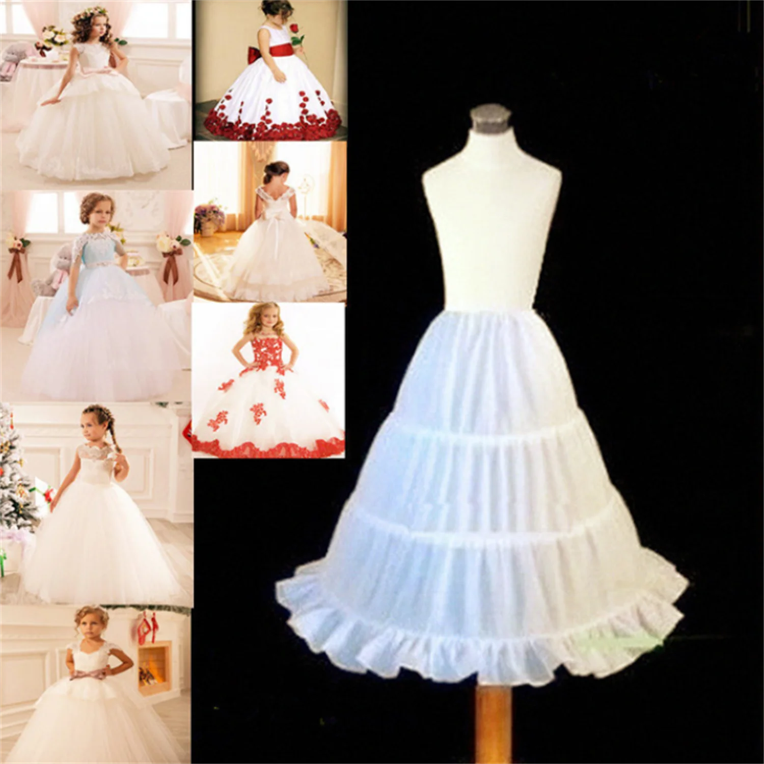 Petticoat Accessories Flower Girl Petticoat Short Children Skirt 35-75CM Length Baby Kids White Underskirt Crinoline