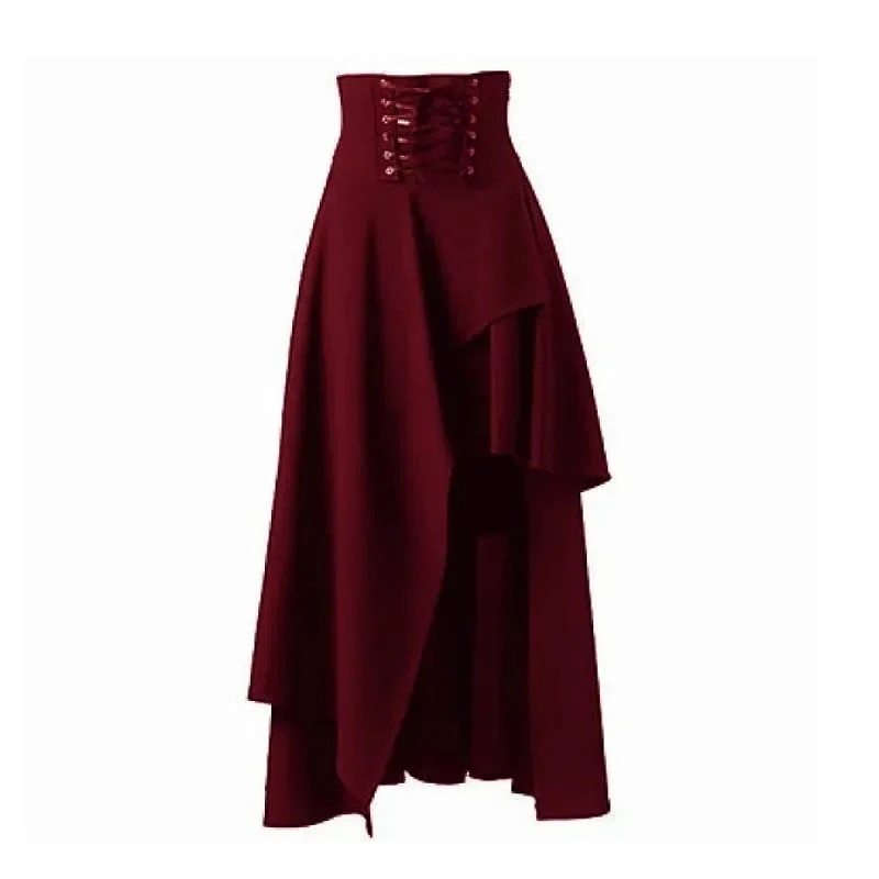 Fashion Women's Irregular Skirts Long Steampunk Gothic Clothing Vintage Evening Party Cotton Temperament 2025 Female Skirt Black