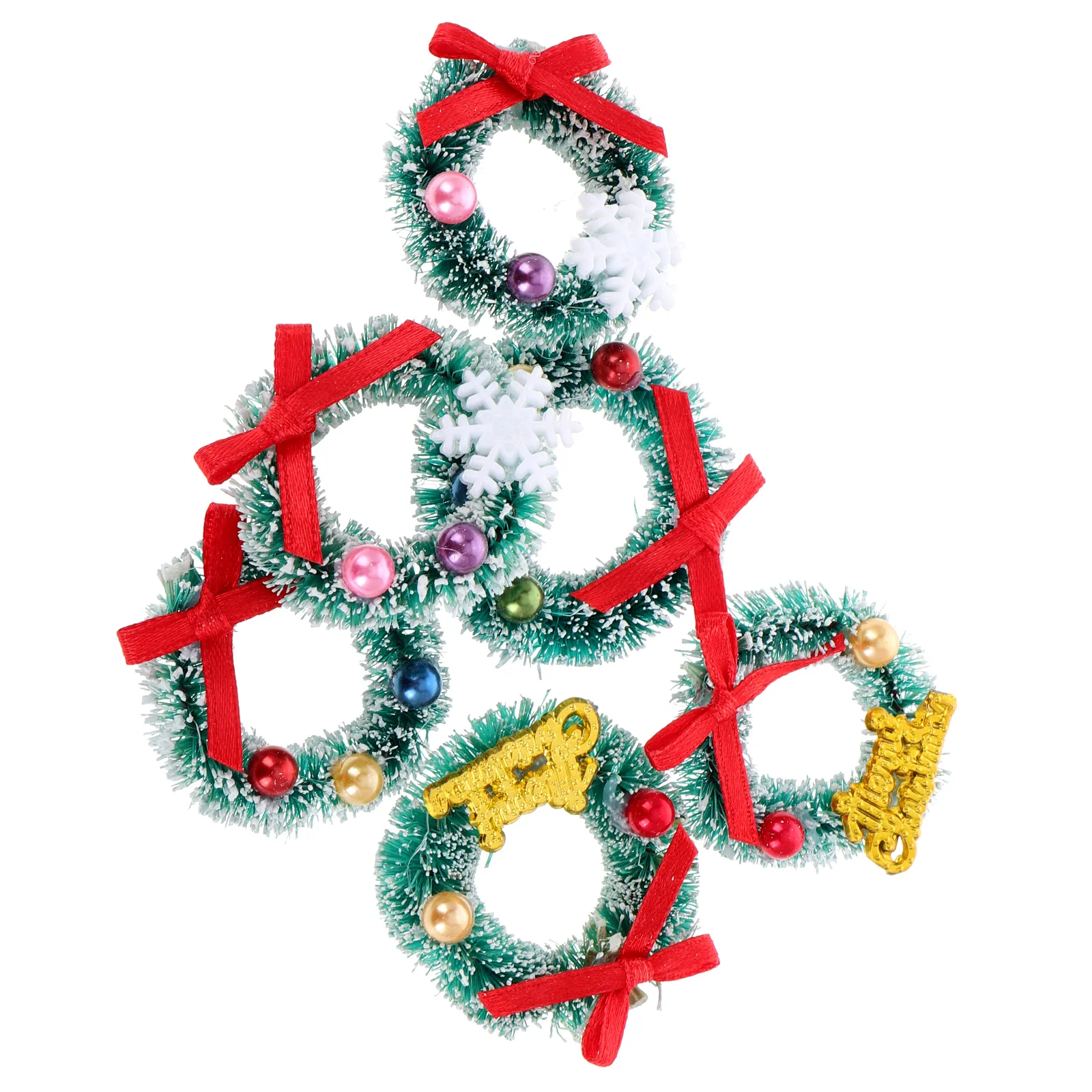 6pcs Mini Christmas Wreath Ornament Wreath Xmas Tree Hanging Mini Wreath House Decor small christmas wreath