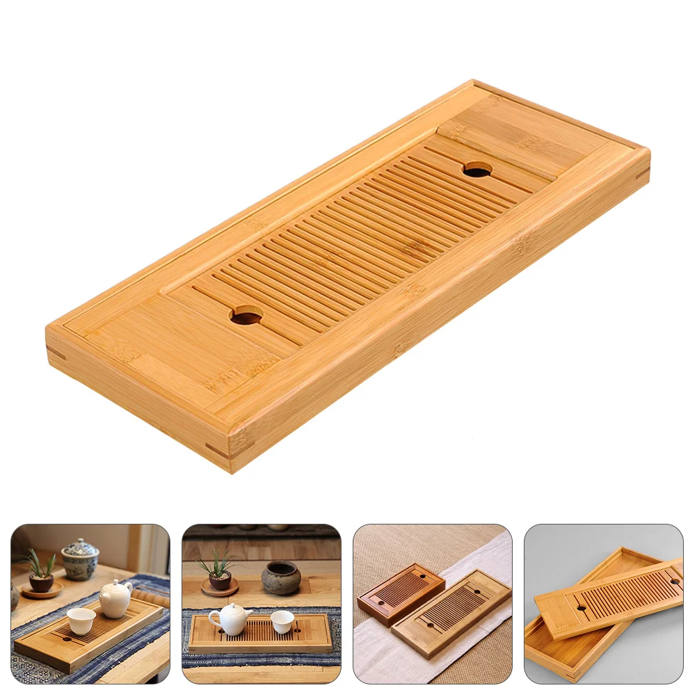 

1Pcs Bamboo Tea Tray Water Storage Teaware Tray Practical Organizer for Teacup Pot Display Suitable for Study Tearoom