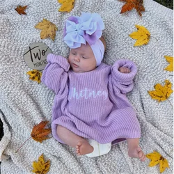 Personalized Embroidered Oversized Name Kids Toddler Baby Sweater Custom Baby Sweater Baby Girl Boy Children Chunky Knit Sweater