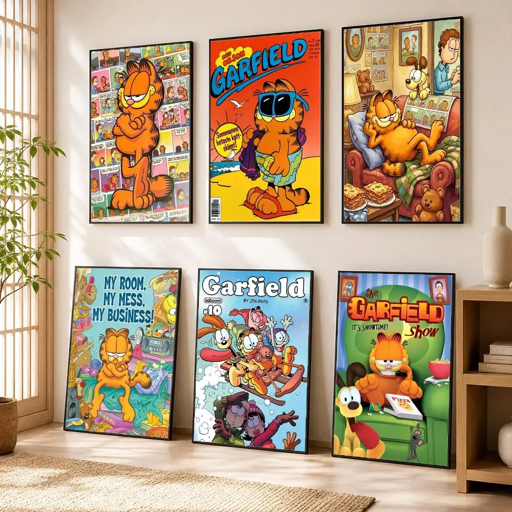 G-Garfield Cartoon Anime Poster Modern Home Living Bedroom Bar Hallway Waterproof Wall Art Aesthetic Decor