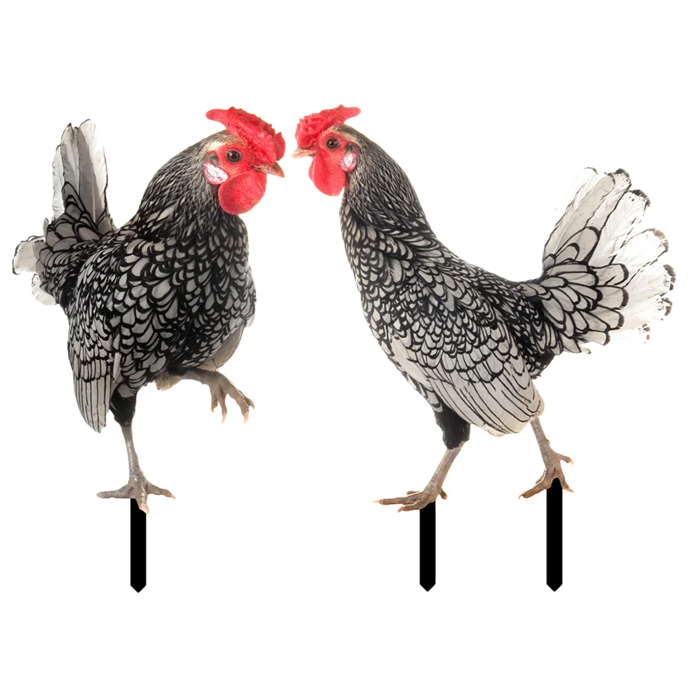 

2Pcs Acrylic Lawn Chicken Stake Realistic Garden Yard Sign Outdoor Decorative Yard Ornament Garden Stakes Art Chicken Stake