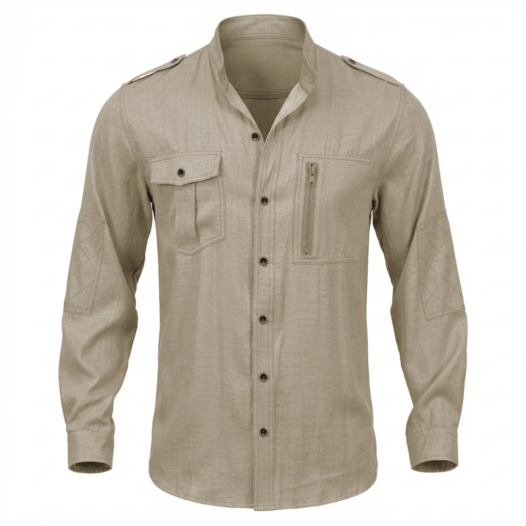 

Men's Casual Shirt Cotton Multi Pocket Lightweight Shirt Spring Summer Soft Workwear Tops Male Plus Size Linen Shirts Men
