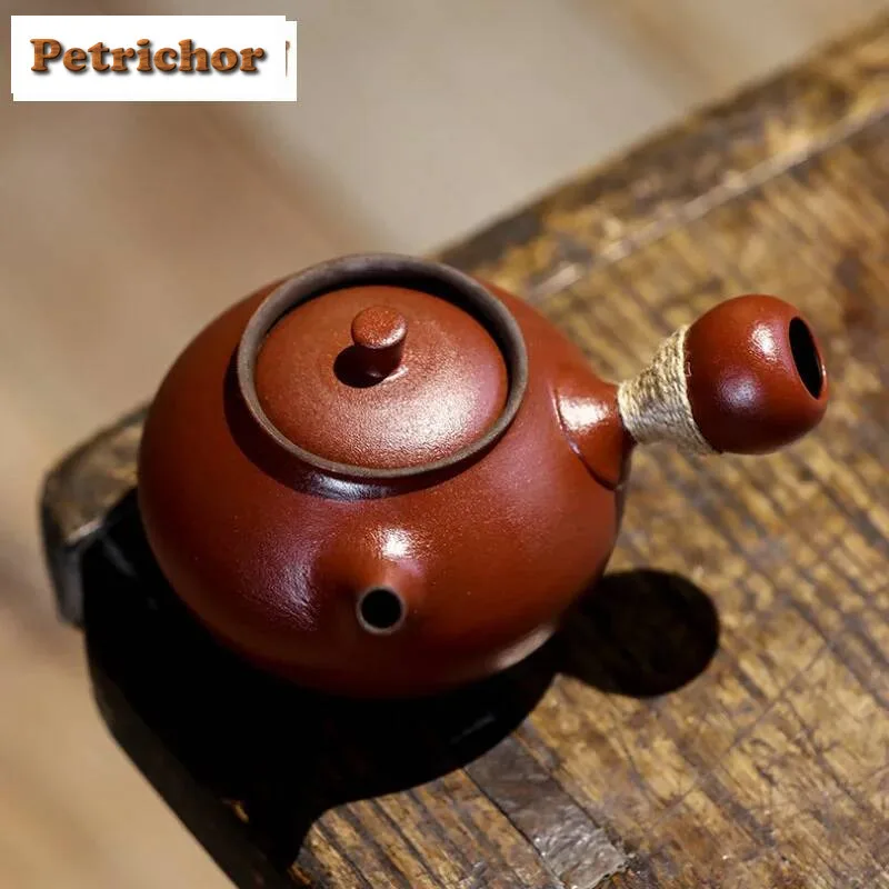 

350 мл Чайник с красной боковой ручкой из боярышника, традиционный чайник для заварки чая, чайник с фильтром, китайский чайный сервиз, украшения, ремесло