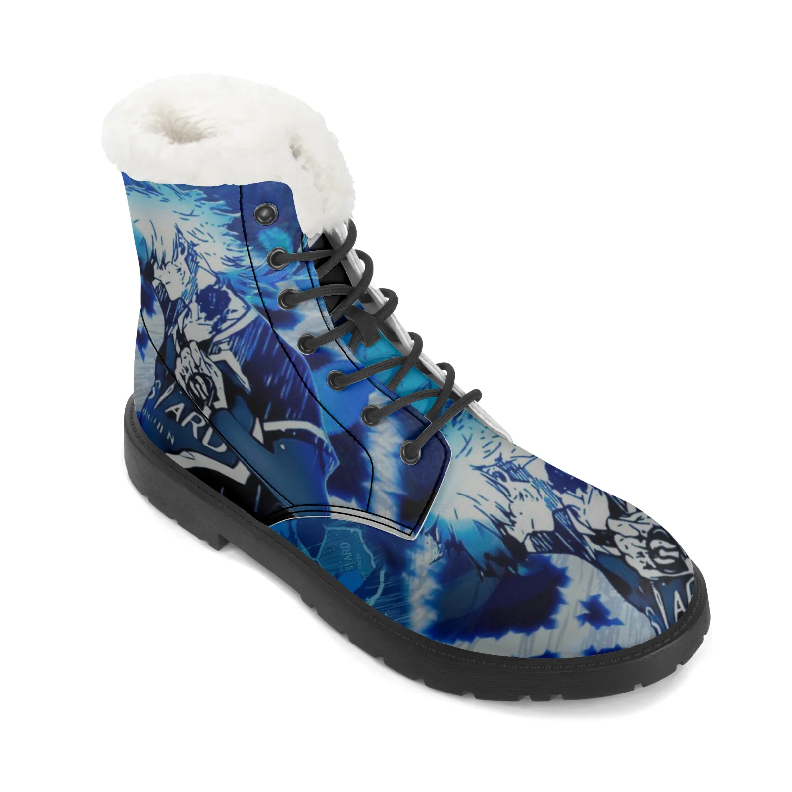 Anime Blue Lock Plush Boots Warm Snow Boots for Men Women Winter Outside Footwear Non-slip High Top Boots Size EU35-48