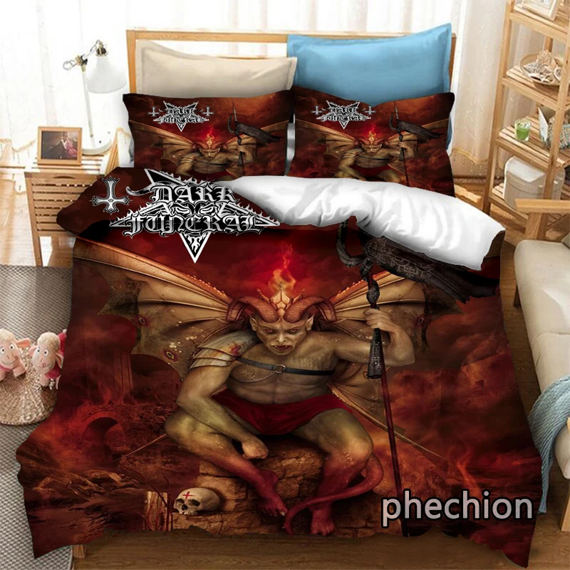 phechion Dark Funeral Band 3D Print Bedding Set Duvet Covers Pillowcases One Piece Comforter Bedding Sets Bedclothes Bed K536