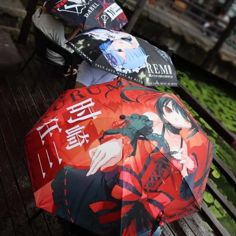 Anime Genshin Impact Umbrella Ganyu Hutao Three-folding UV Blocking Mobile Parasol Genshin Impact waterproof Rain Umbrella Gear