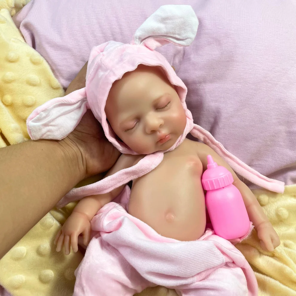 

13 Inch Mini Full Solid Silicone Reborn Baby Doll Luna Original Girl Silicone Washable Doll Toy Christmas Gift