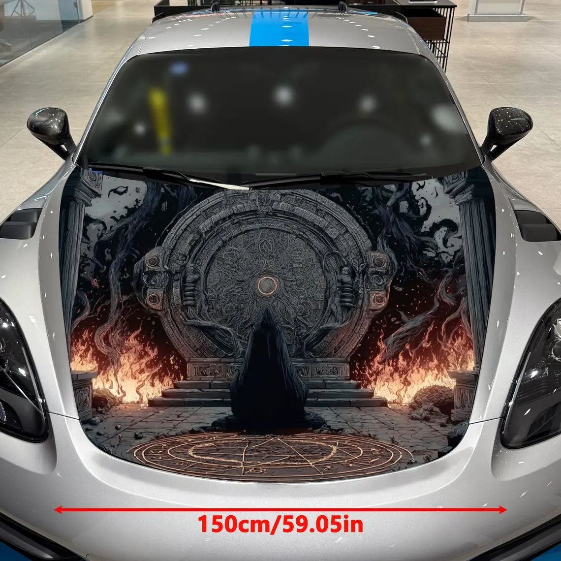 Gothic Black Flame Devil Ritual Car Hood Sticker-Durable PVC Sticker,waterproof Self-adhesive,strong Vehicle Decoration,vehicle