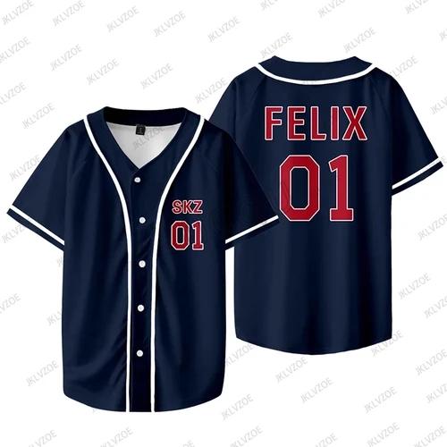Imagen 2 del producto KPOP FELIX BANGCHAN CHANGBIN HYUNJIN SEUNGMIN LEE KNOW camiseta de béisbol gráfica de manga corta para mujeres y hombres camisetas de gran tamaño Y2K