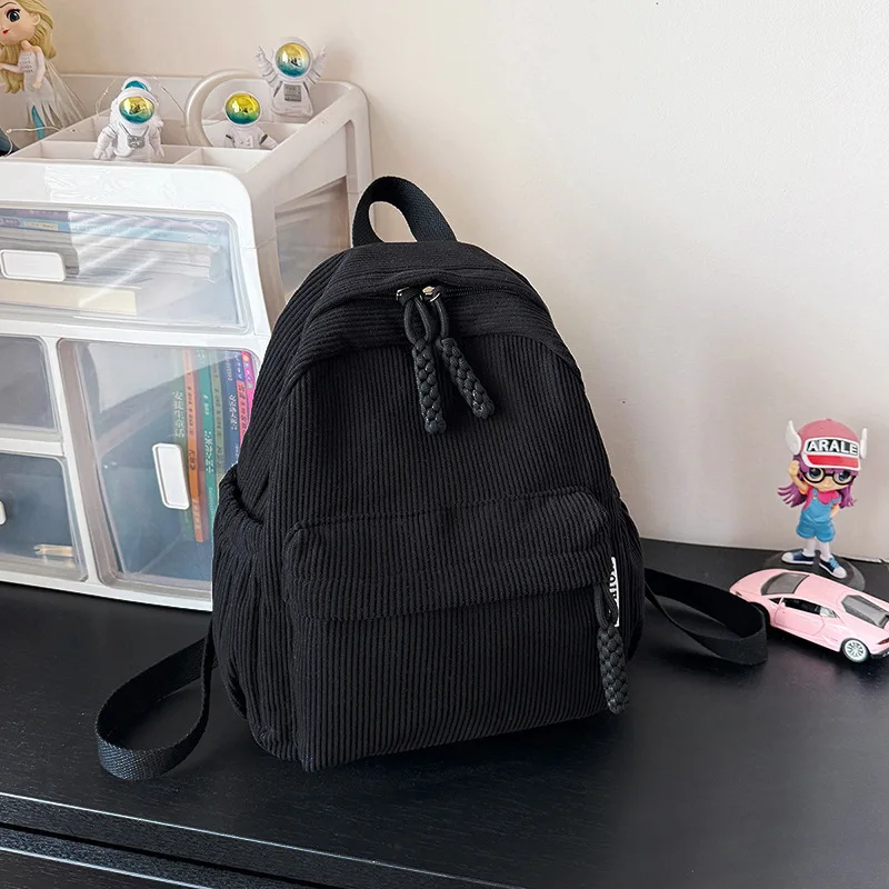 Zaino piccolo in velluto a coste per donna Zaino casual versatile e carino Zaini per cartoni animati Borse per il ritorno a scuola Borsa firmata Сумка Sac